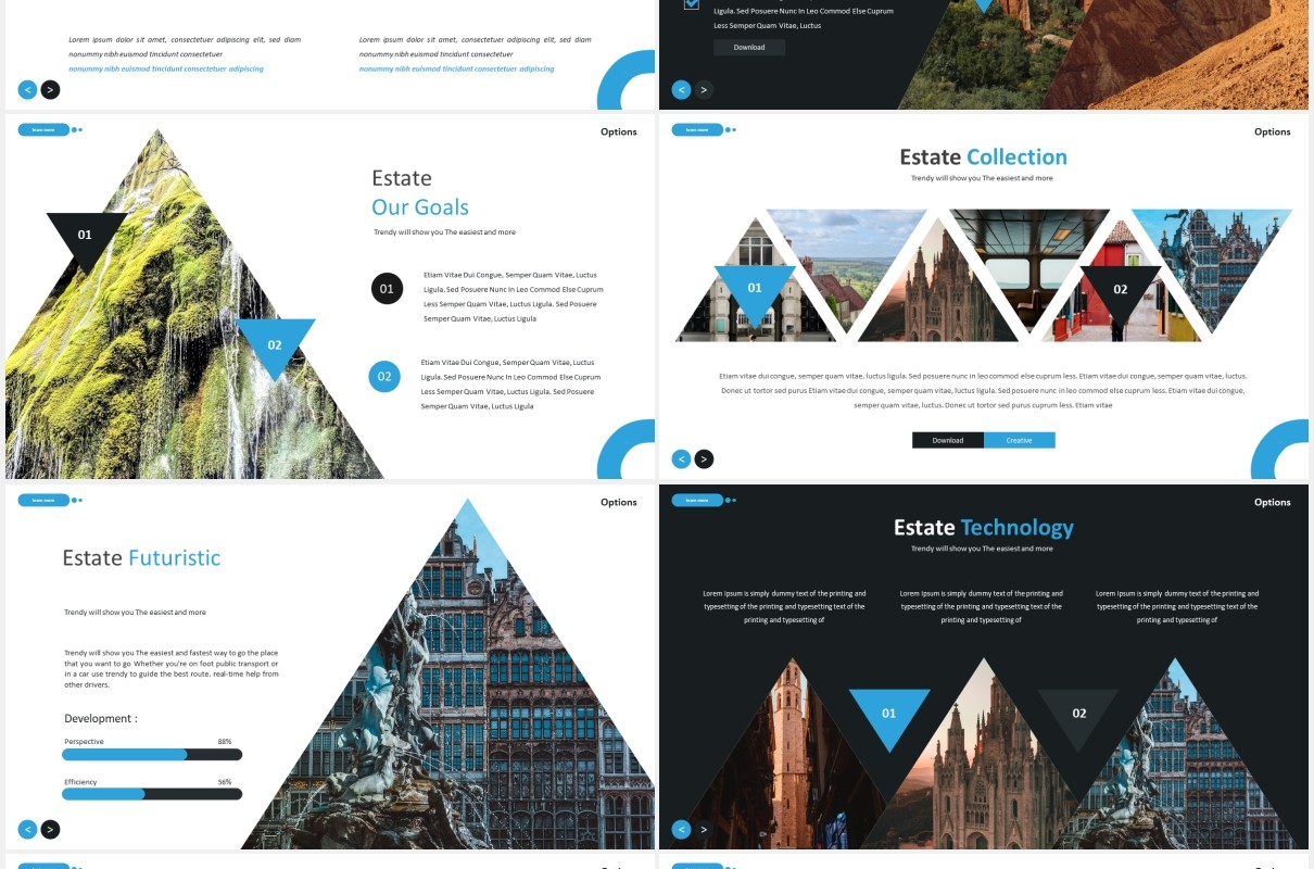 旅游景点宣传图片排版国外PPT图表模板The Estate - Powerpoint Template