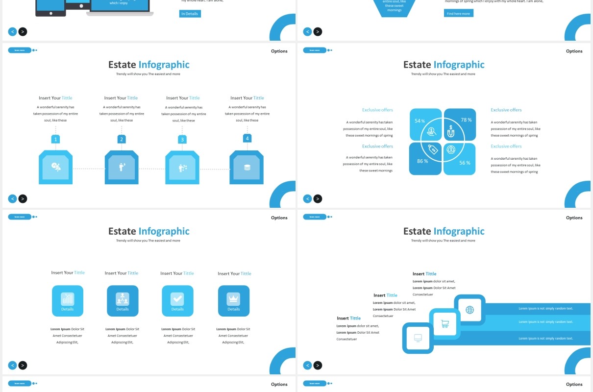 旅游景点宣传图片排版国外PPT图表模板The Estate - Powerpoint Template