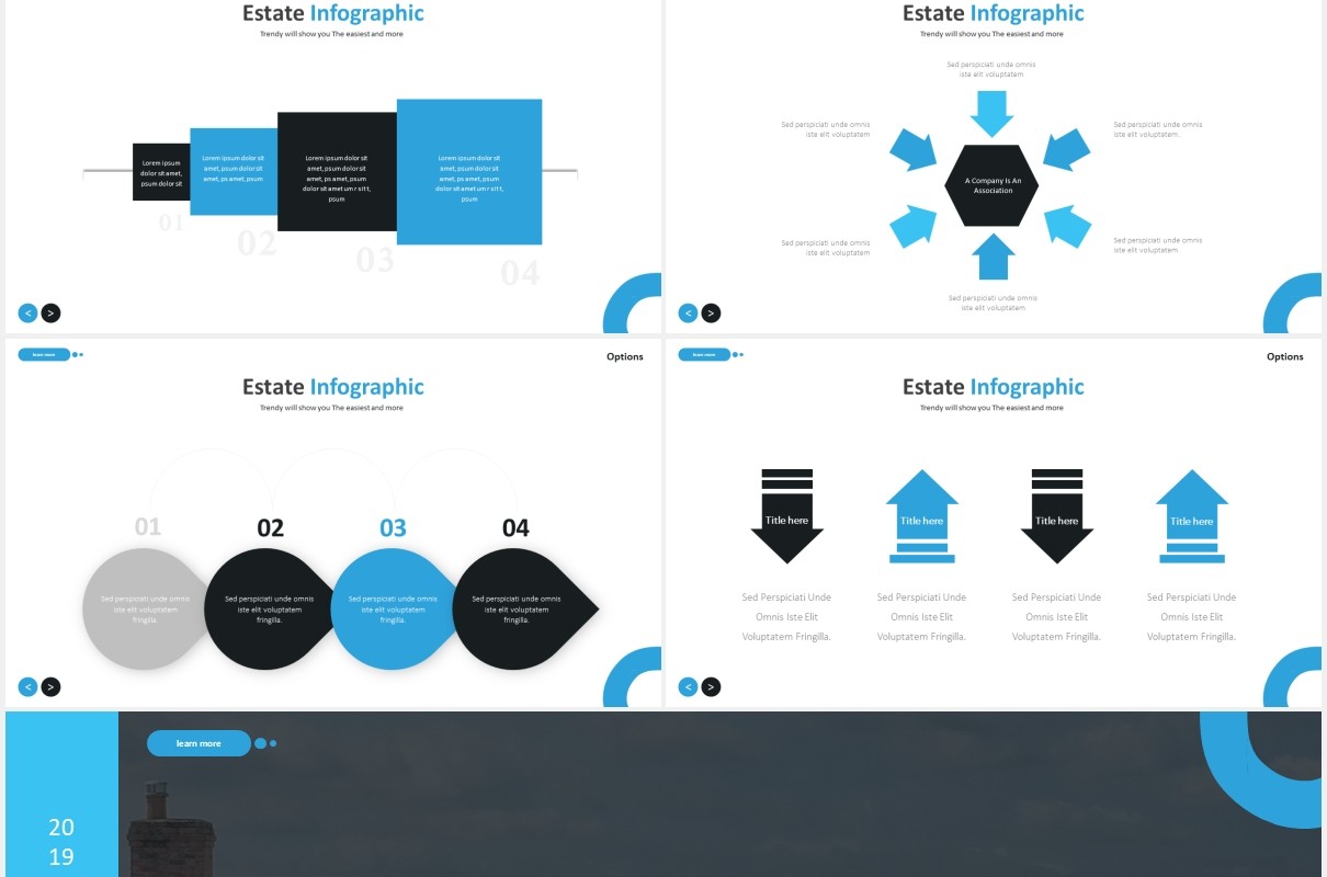 旅游景点宣传图片排版国外PPT图表模板The Estate - Powerpoint Template
