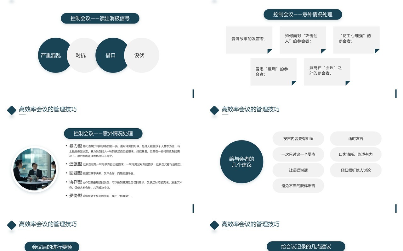 商务风高效会议管理企业培训PPT模板