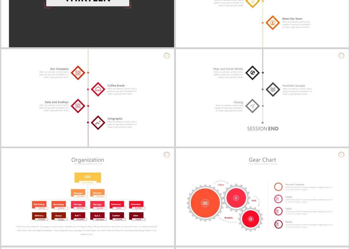 红色简洁PPT信息图表模板可插图片Thirteen - Powerpoint Template