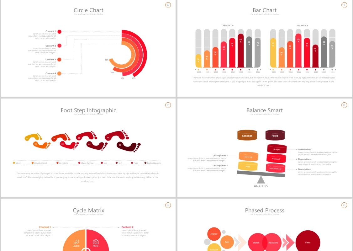 红色简洁PPT信息图表模板可插图片Thirteen - Powerpoint Template