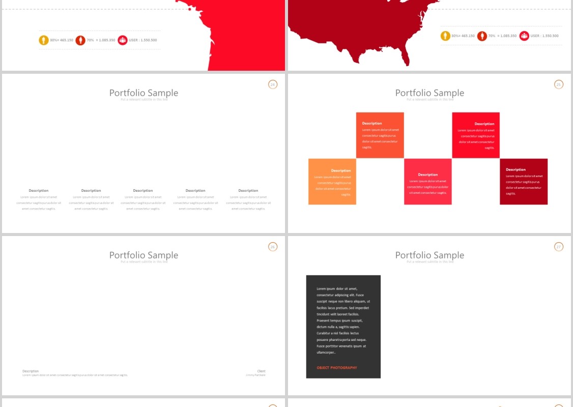 红色简洁PPT信息图表模板可插图片Thirteen - Powerpoint Template