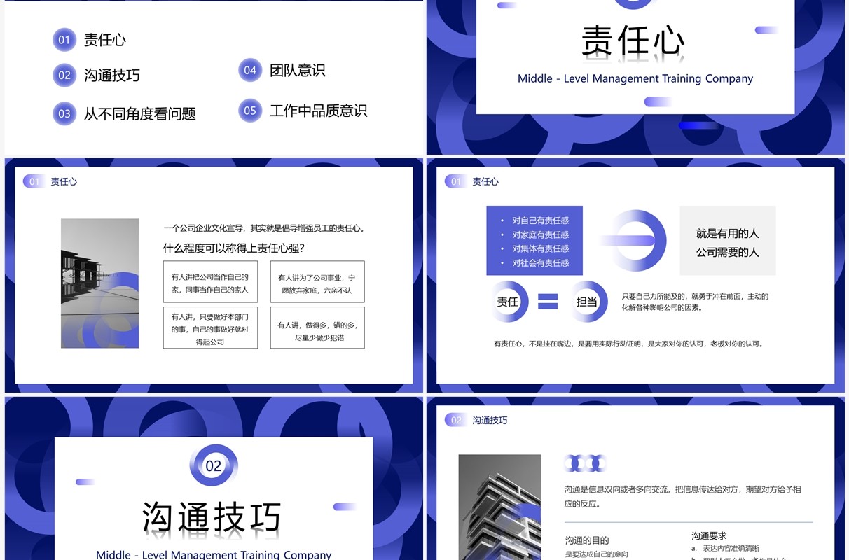 紫色商务风公司中层管理培训PPT模板