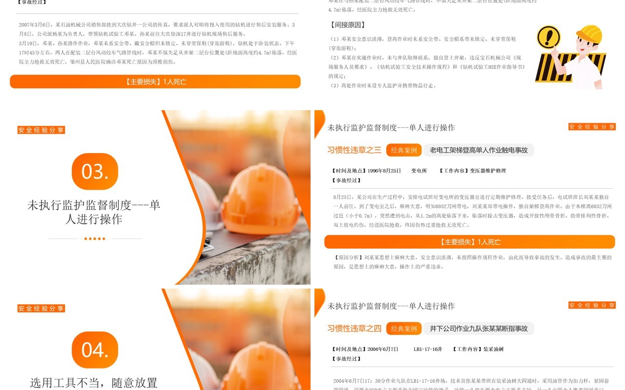 橙色简约风十大习惯性违章安全宣传PPT模板