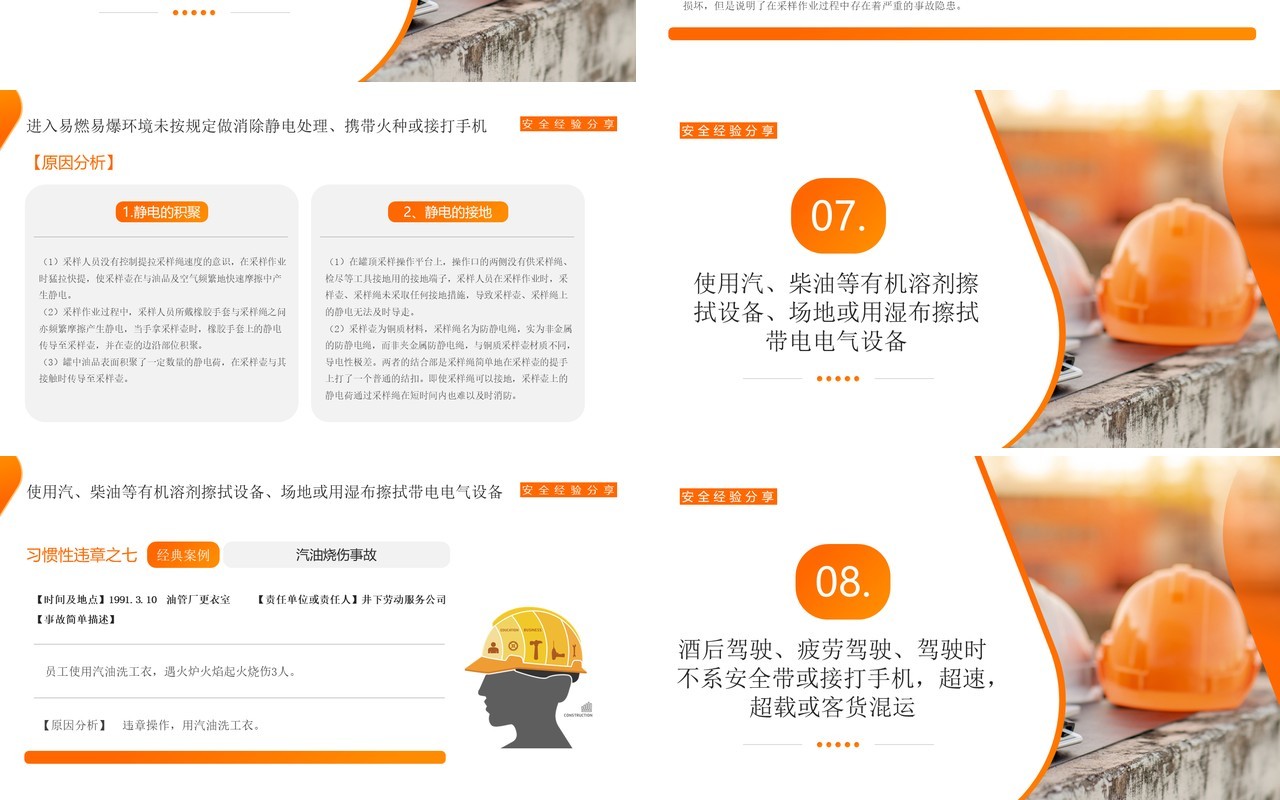 橙色简约风十大习惯性违章安全宣传PPT模板