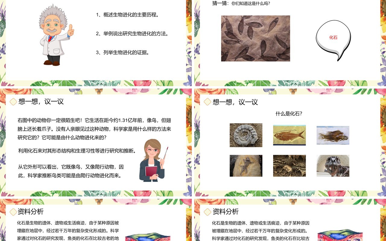 部编版八年级生物下册生物进化的历程课件PPT模板