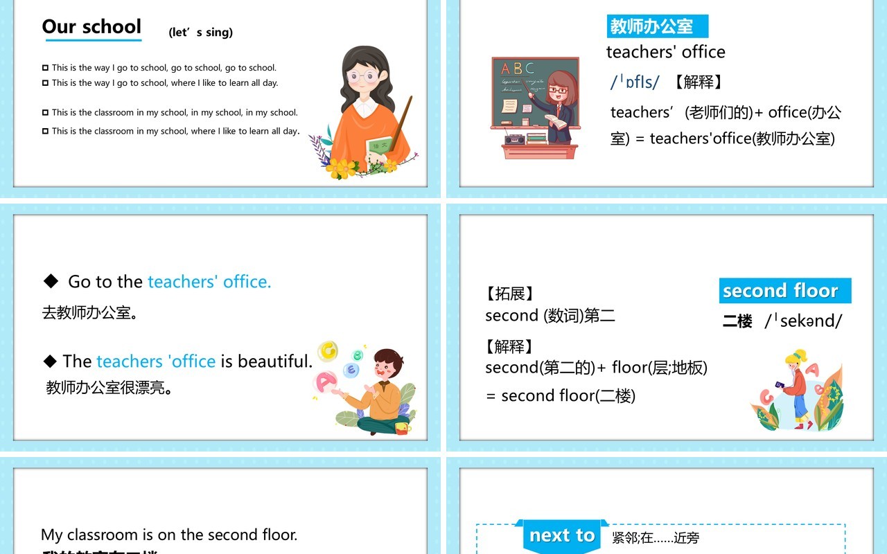 人教版四年级英语下册第一单元My school课件PPT模板