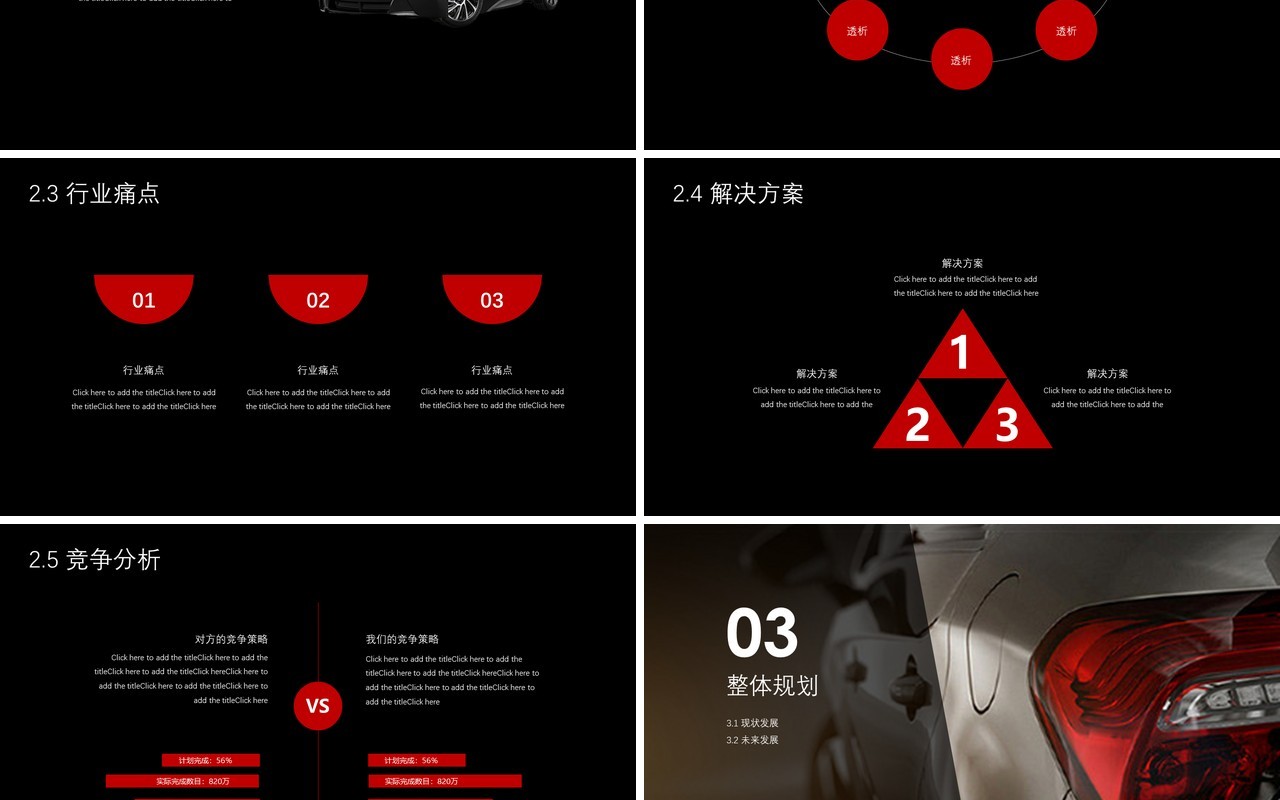 黑色简约汽车商业计划书PPT模板
