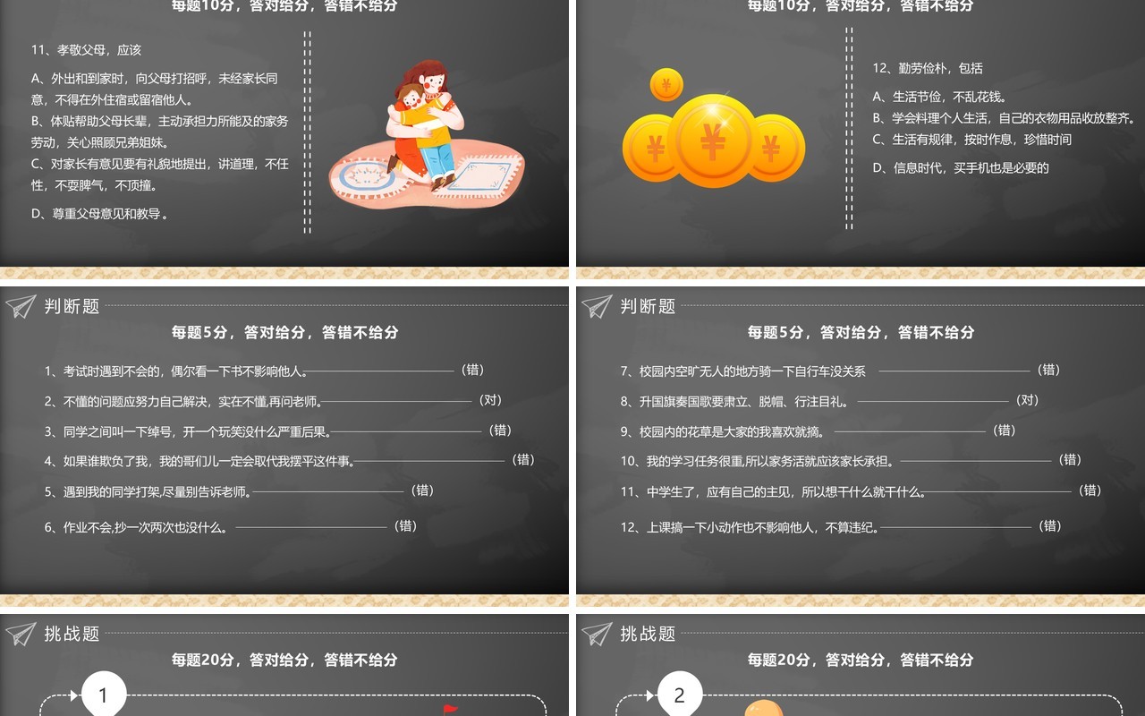 卡通风中学生日常行为规范主题班会动态PPT模板