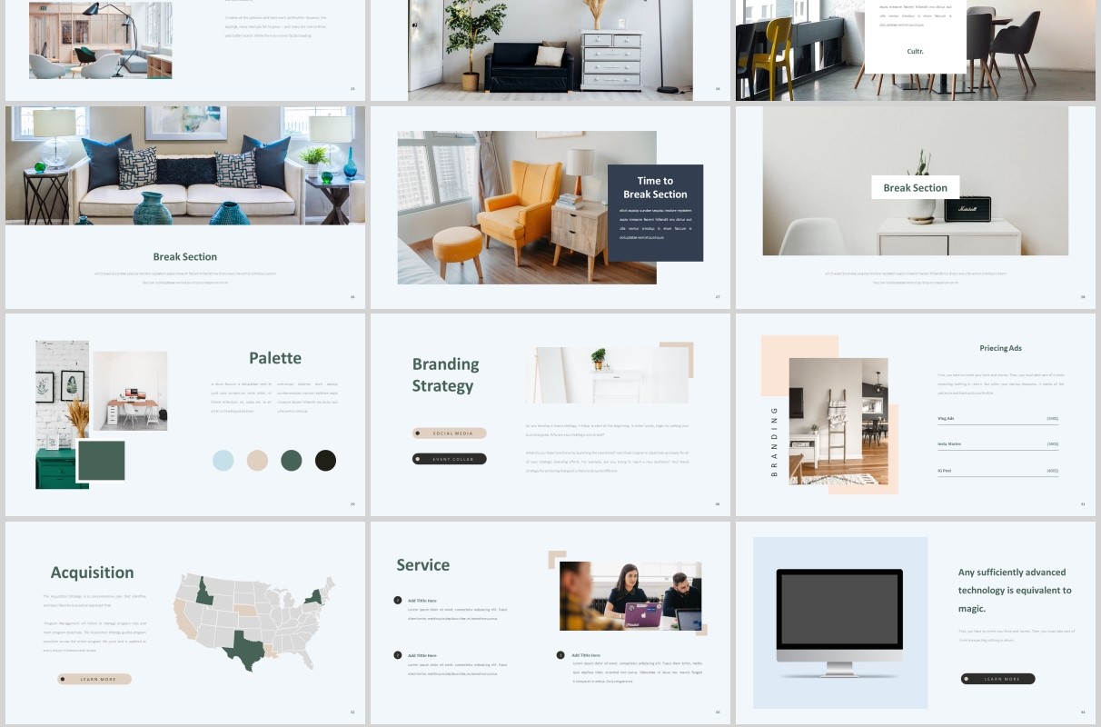 室内设计PPT图片版式排版模板Mular Powerpoint Template