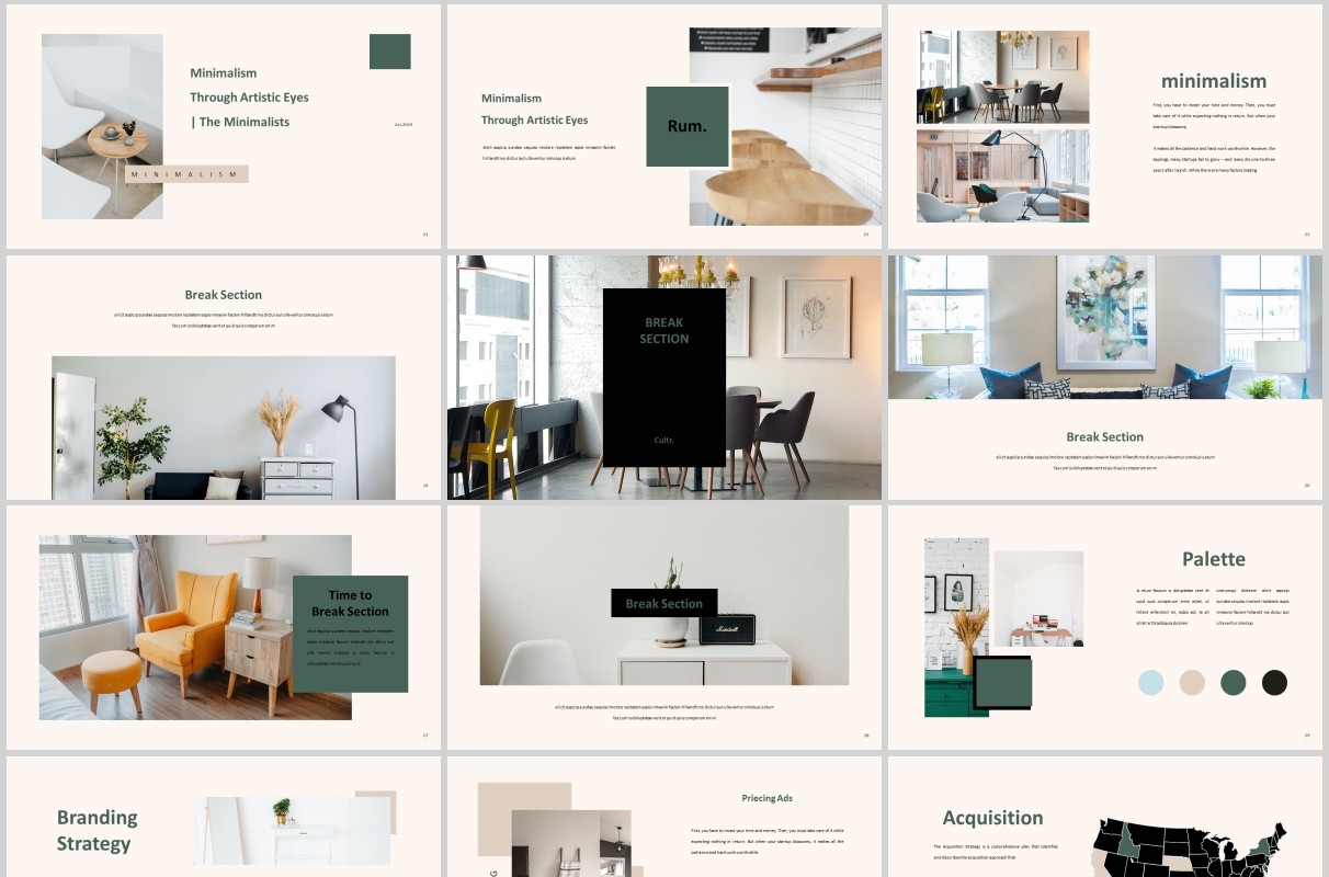 室内设计PPT图片版式排版模板Mular Powerpoint Template