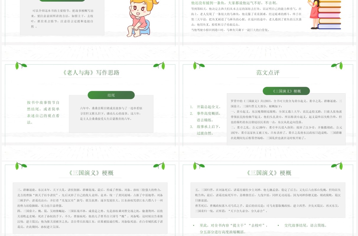 部编版六年级语文下册写作品梗概课件PPT模板