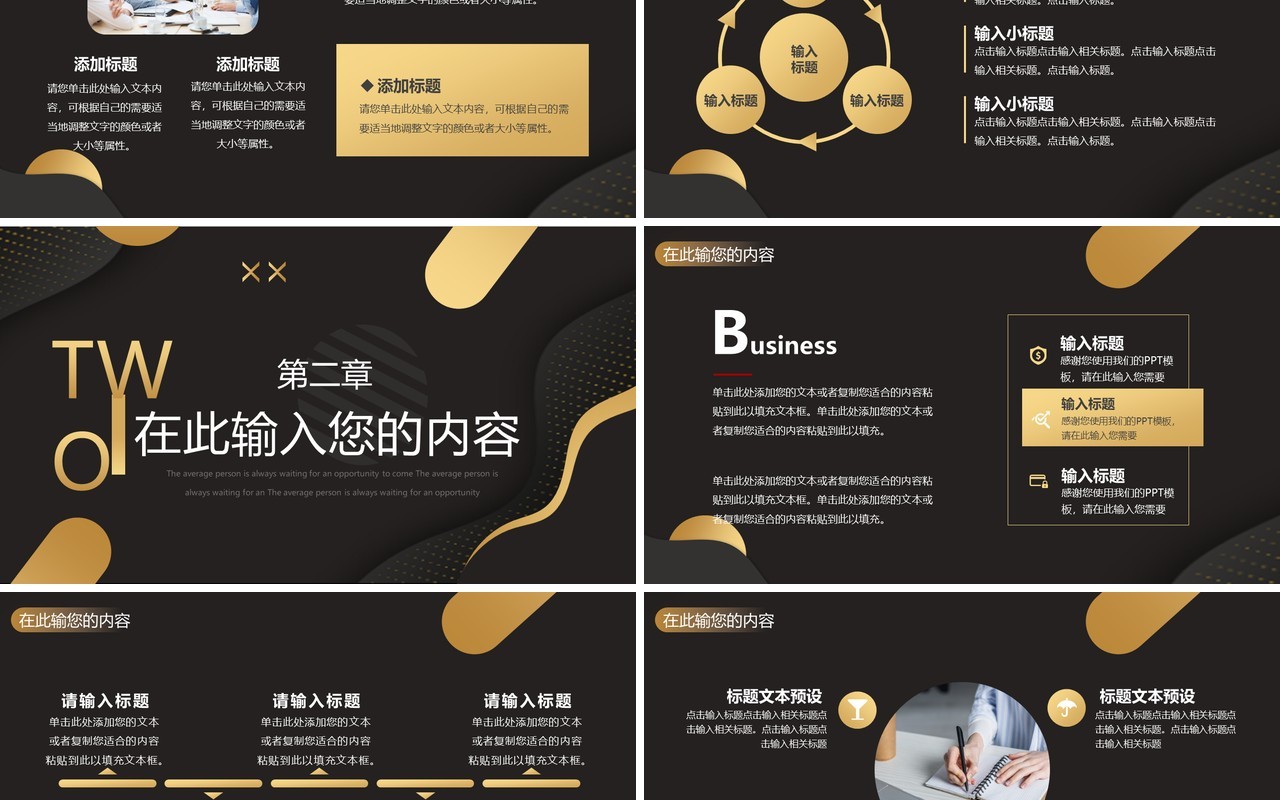 黑色商务高端工作汇报通用PPT模板