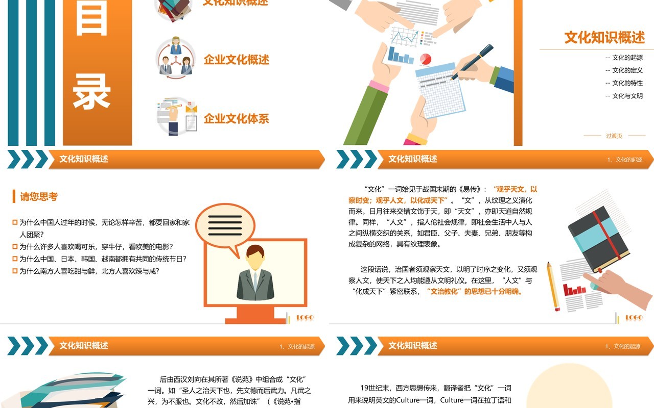 创意卡通风 企业文化主题培训PPT模板