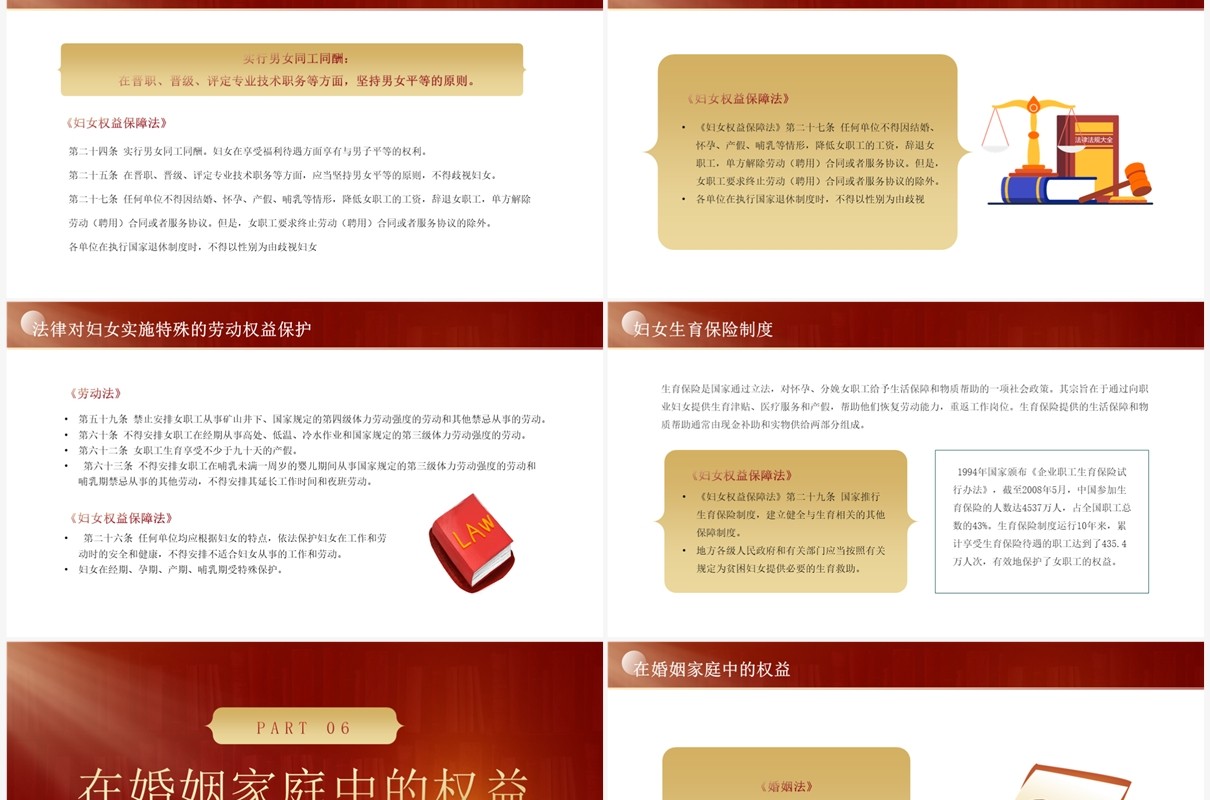 红色简约妇女权益保护知识讲座PPT模板