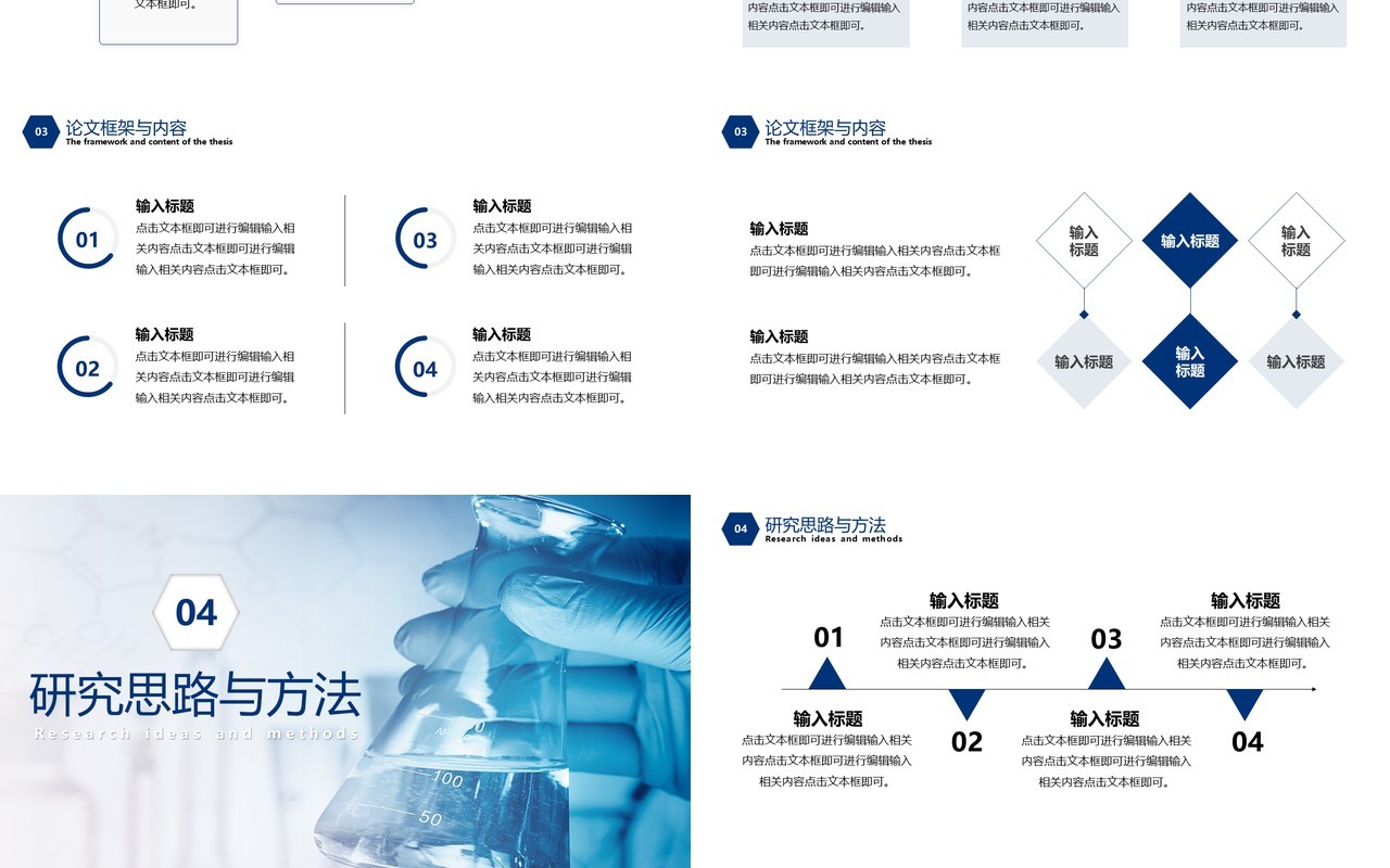 蓝色简约风有机化学学术毕业答辩PPT模板