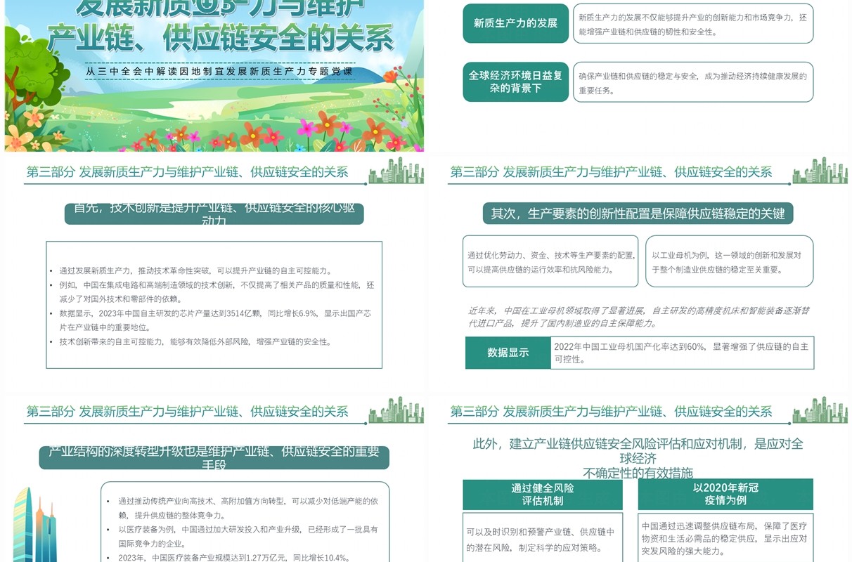 蓝色清新风因地制宜发展新质生产力PPT模板