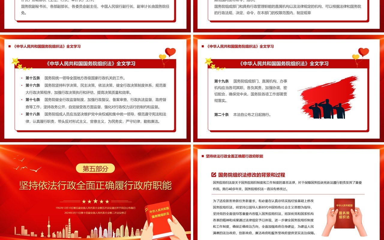 红色中华人民共和国国务院组织法PPT模板(1)
