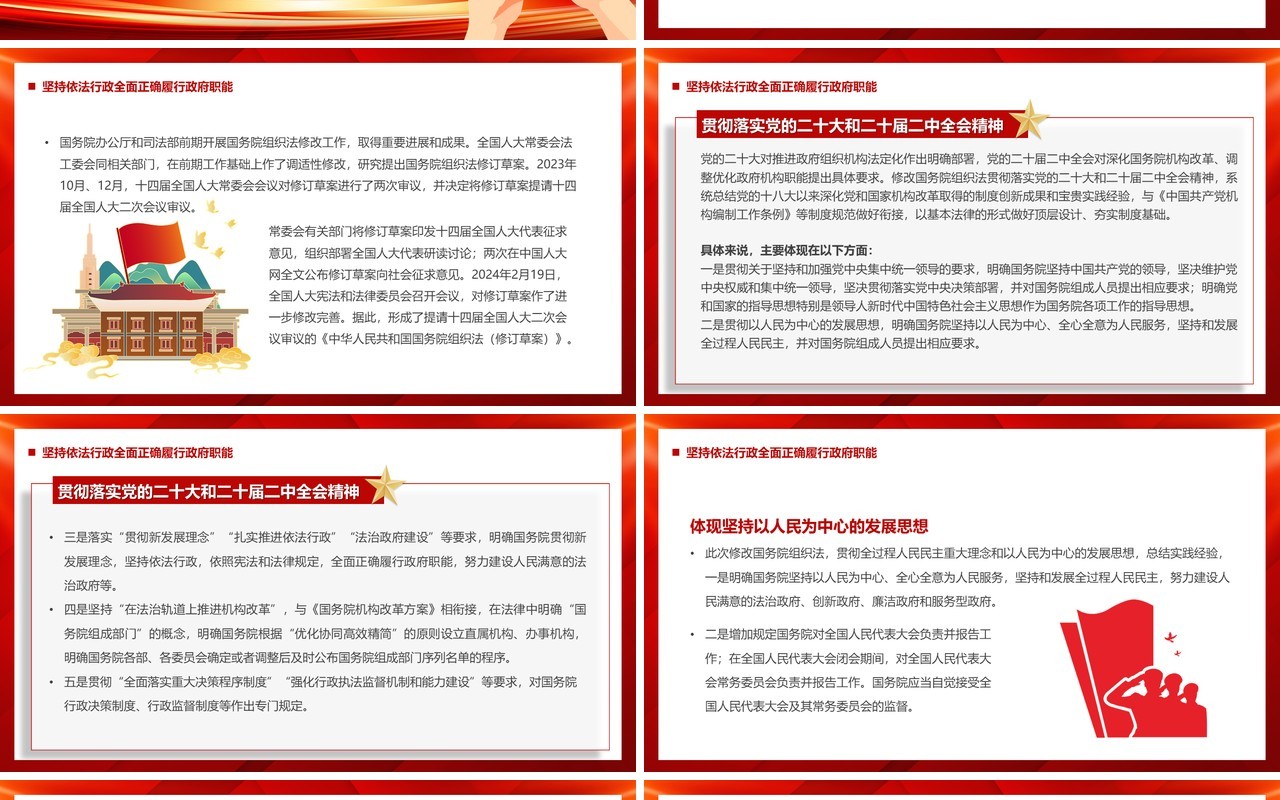 红色中华人民共和国国务院组织法PPT模板(1)
