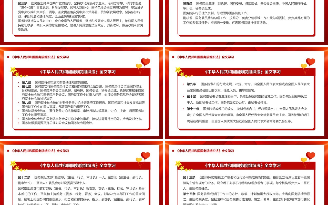 红色中华人民共和国国务院组织法PPT模板(1)