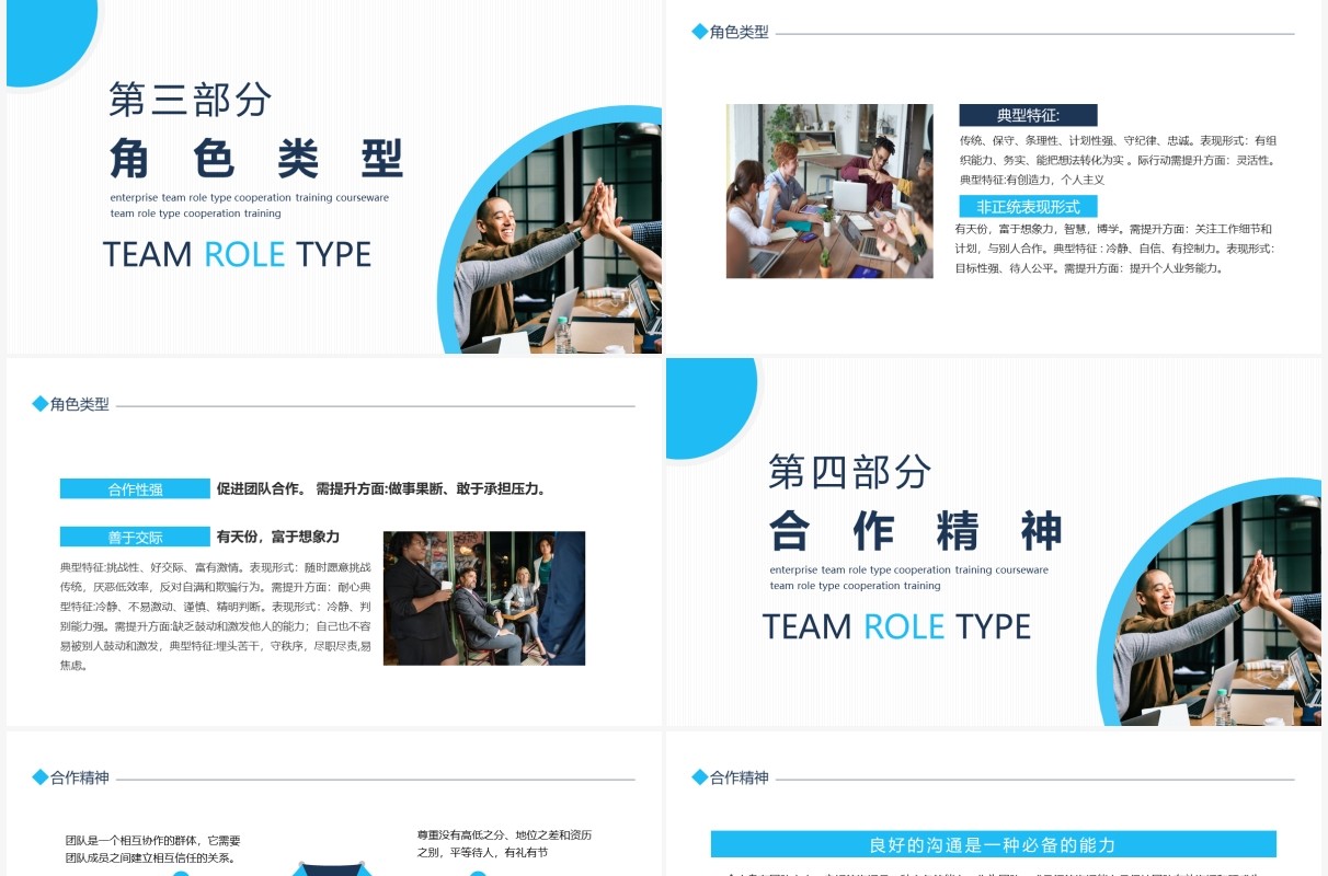 企业团队角色类型合作培训动态PPT模板