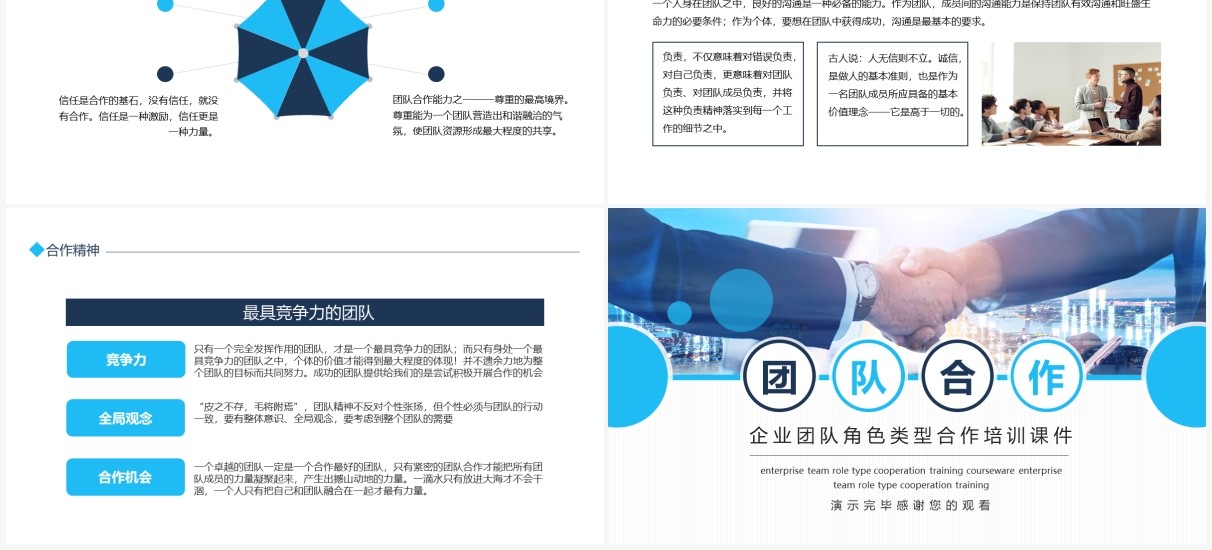 企业团队角色类型合作培训动态PPT模板