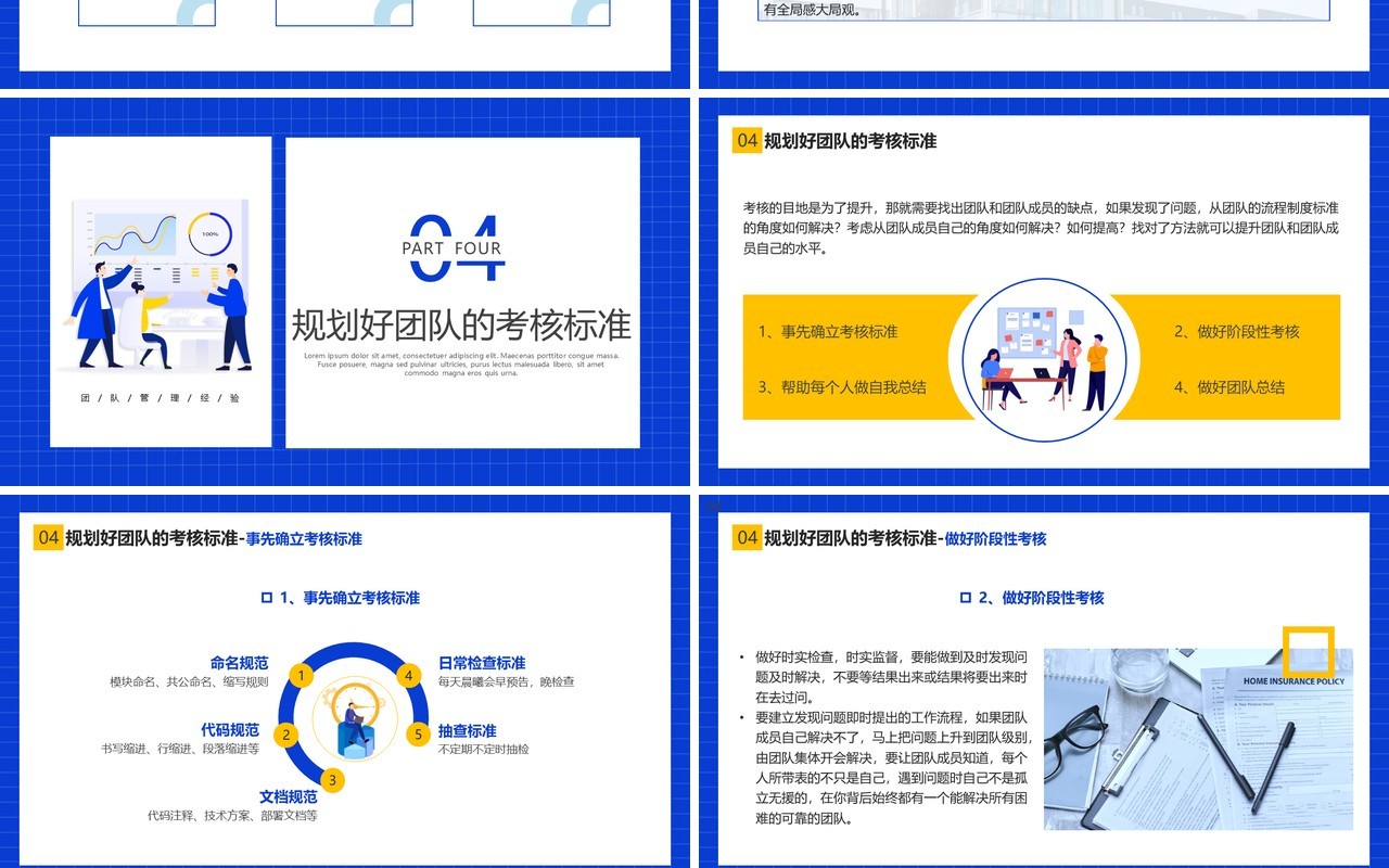 蓝色简约风团队管理经验分享PPT模板