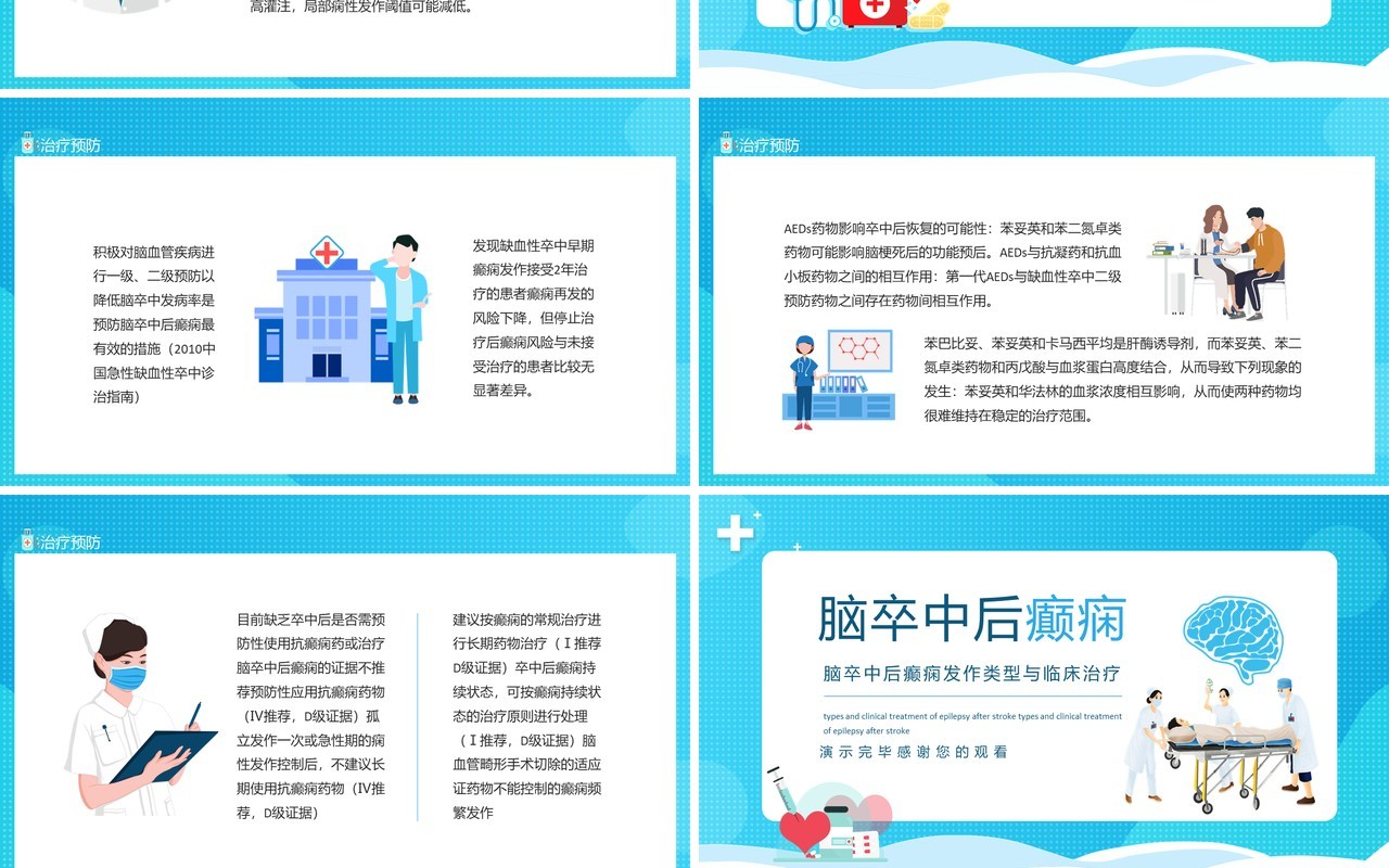 脑卒中后癫痫发作类型与临床治疗动态PPT模板