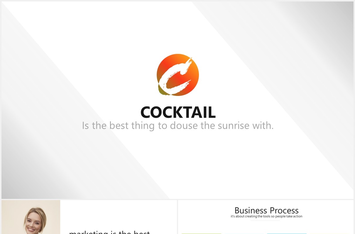 多彩商务工作总结汇报信息图表PPT模板cocktail powerpoint