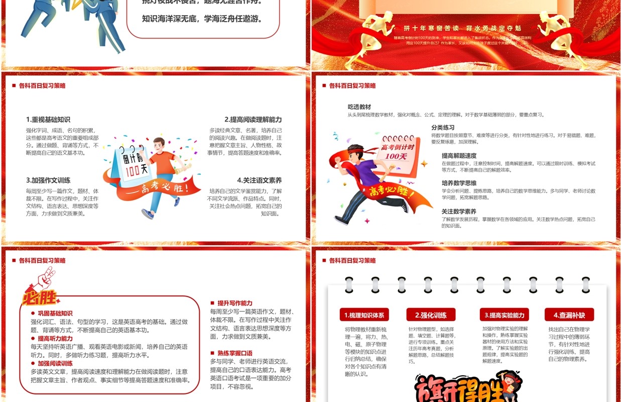红色简约风高考誓师大会PPT模板