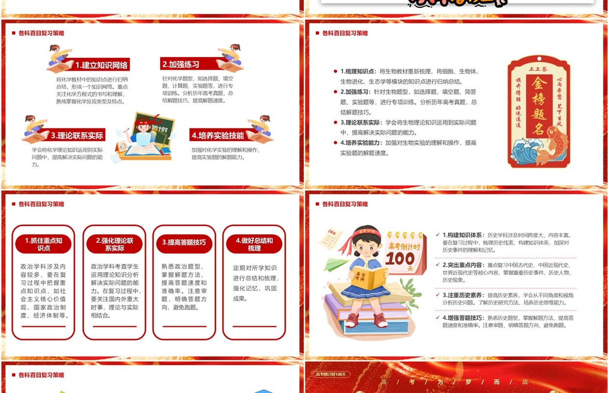 红色简约风高考誓师大会PPT模板
