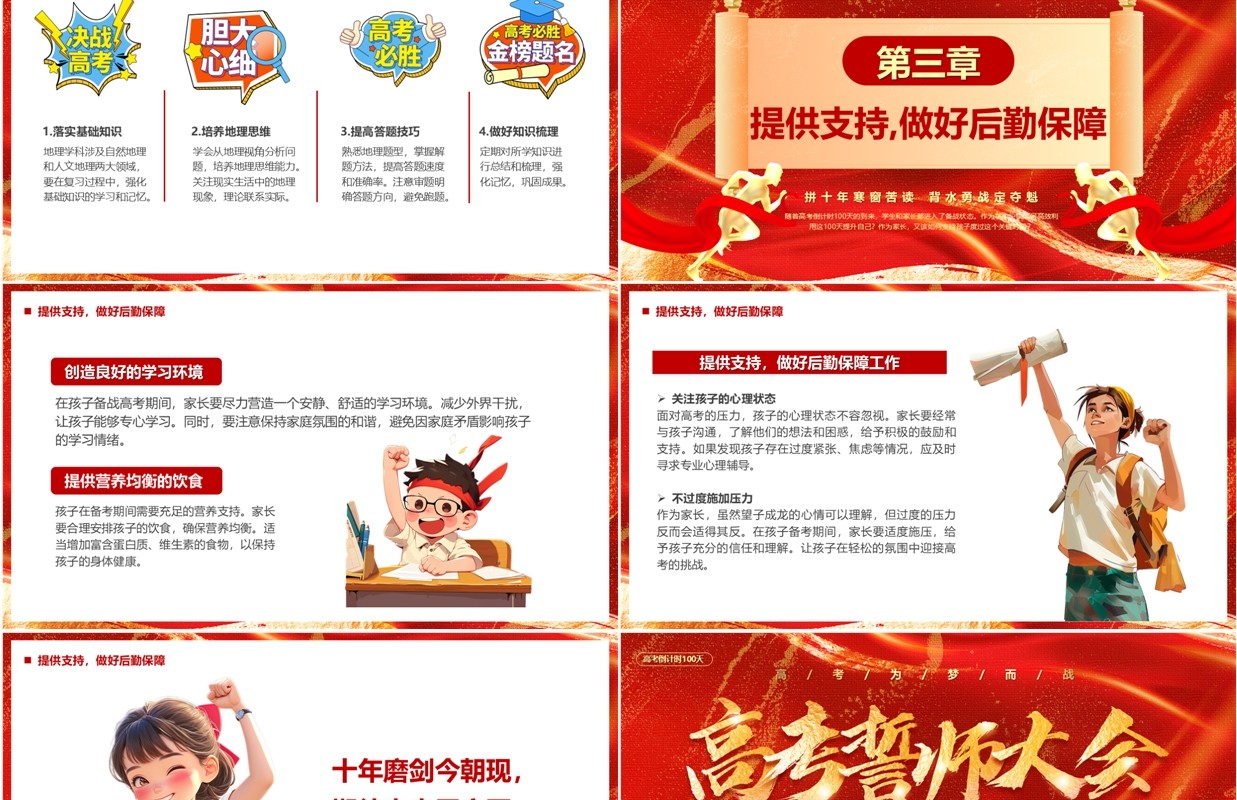 红色简约风高考誓师大会PPT模板