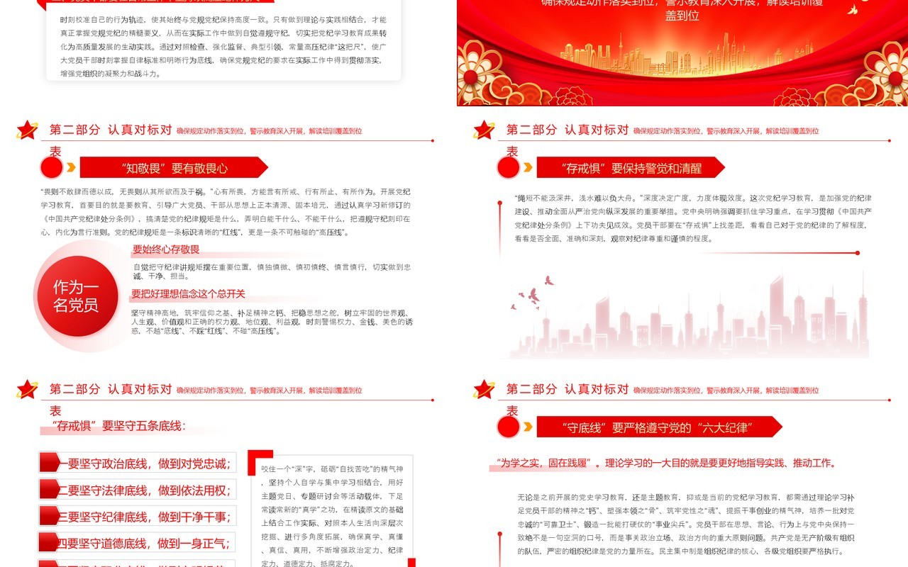 红金党政风慎终如始抓紧抓实党纪学习教育PPT模板