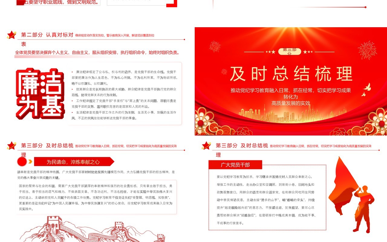 红金党政风慎终如始抓紧抓实党纪学习教育PPT模板