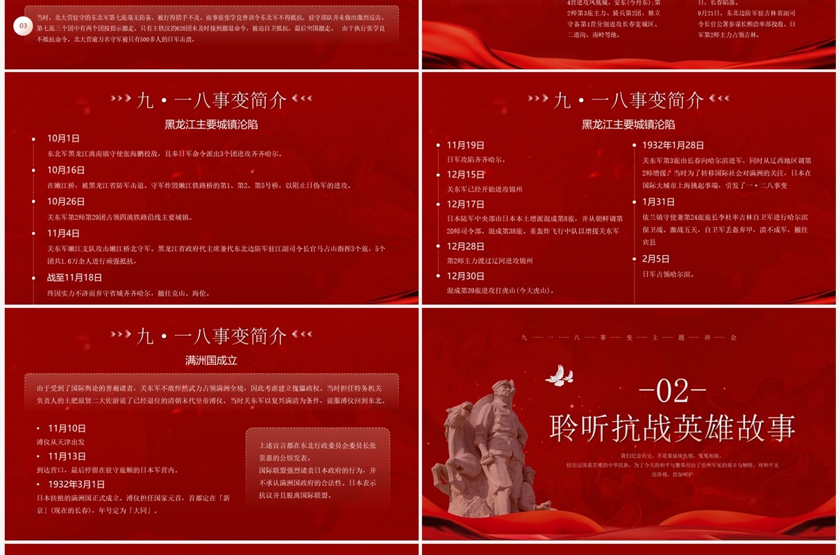 红色简约风铭记历史勿忘国耻PPT模板