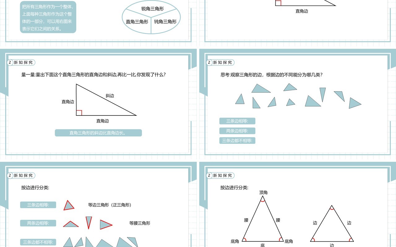 部编版四年级数学下册三角形的分类课件PPT模板