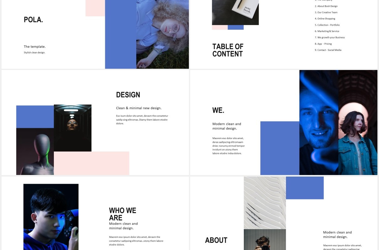 简约个人作品集图文展示PPT模板POLA - Powerpoint Design Template