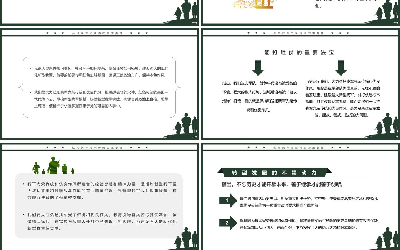 绿色简约风铁血军魂扬我国威PPT模板