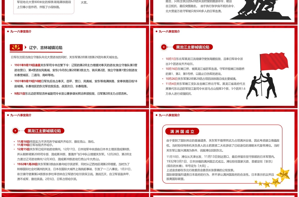 红色党政风九一八事变92周年PPT模板