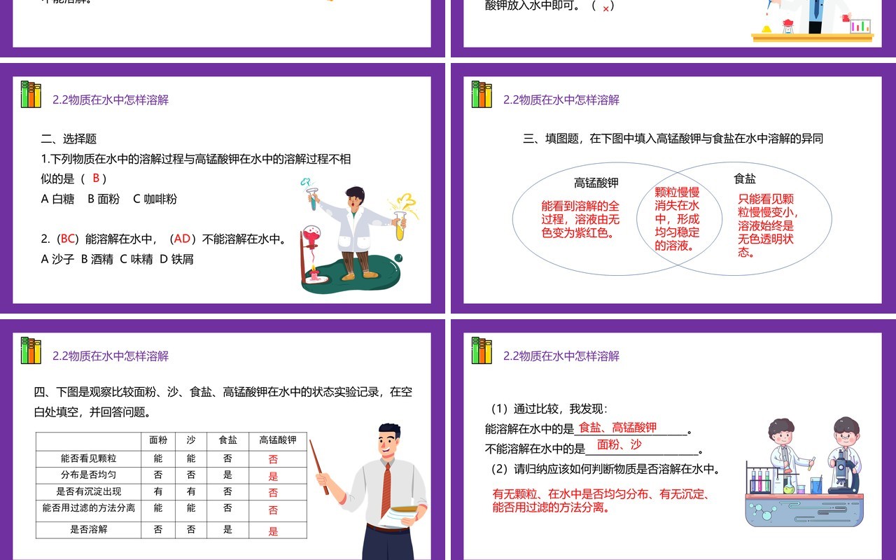 教科版四年级科学上册第二单元溶解2.2物质在水中怎么样溶解
