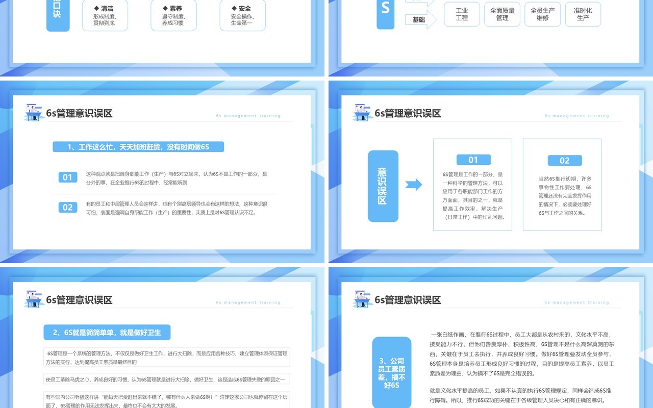 蓝色简约企业6s管理培训PPT模板