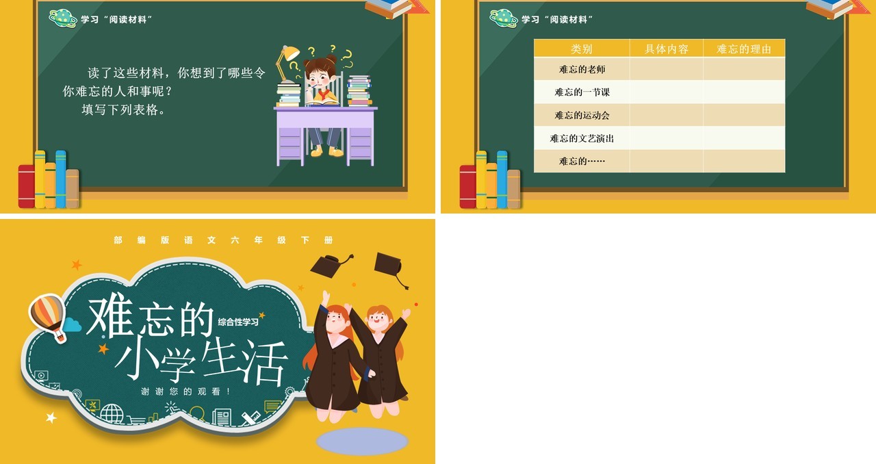 部编版六年级语文下册难忘的小学生活课件PPT模板