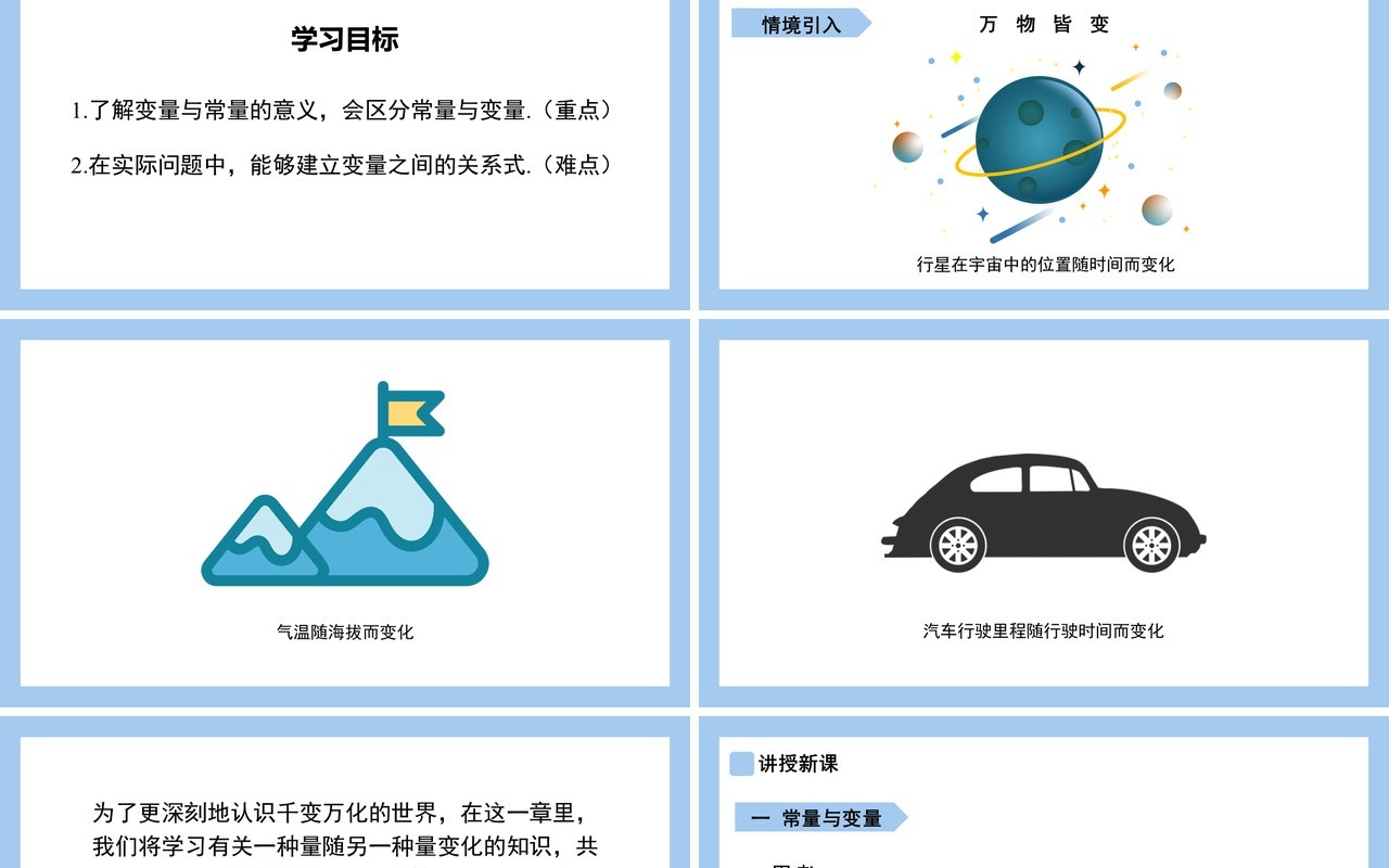 部编版八年级数学下册常量与变量课件PPT模板