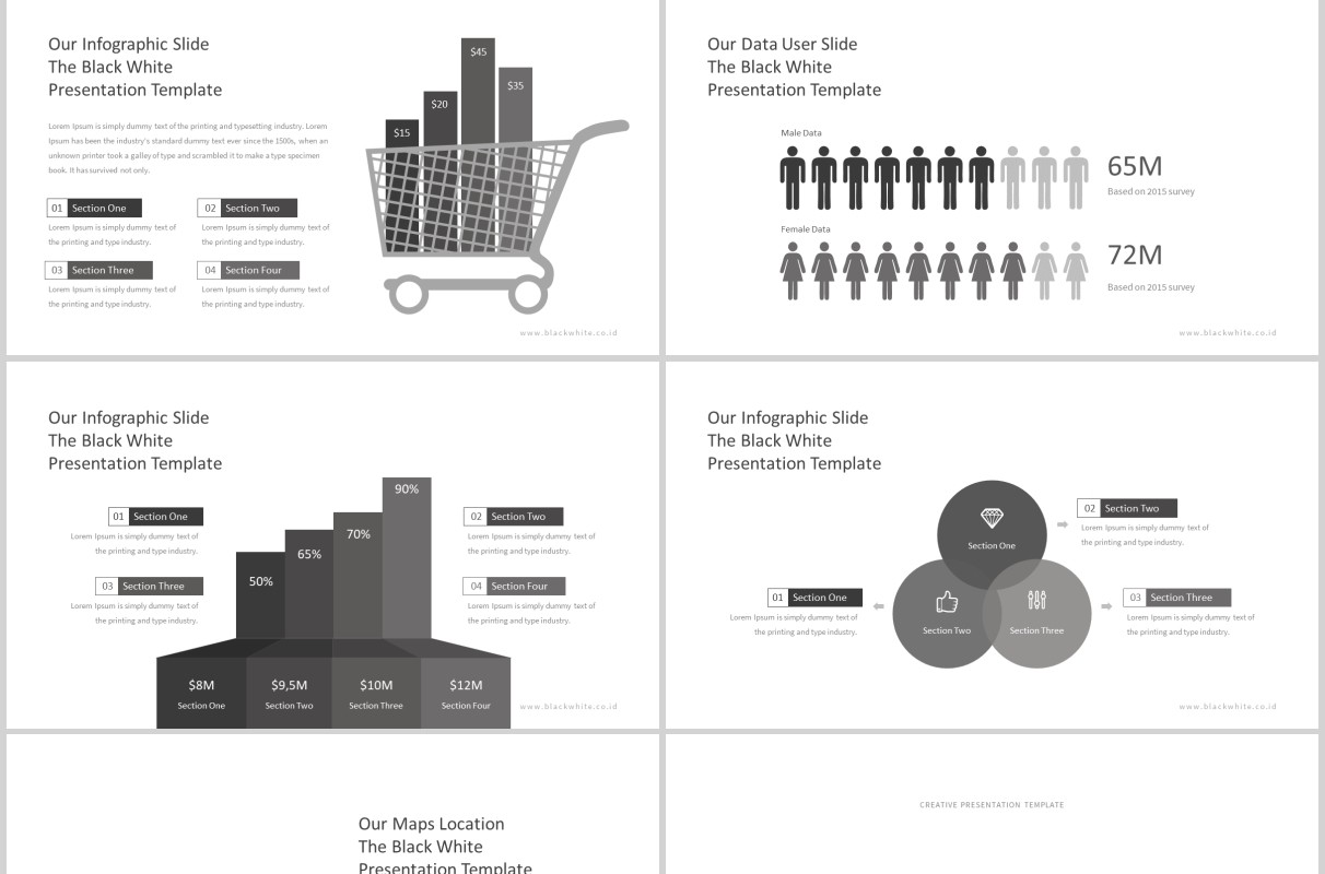 黑白简洁公司简介产品介绍工作汇报PPT模板版式设计图文排版Black and White Powerpoint Template