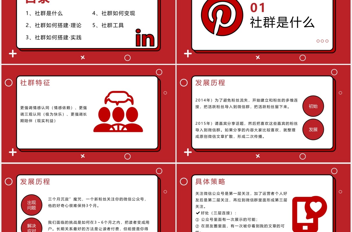 红色简约社群营销实战手册运营PPT模板