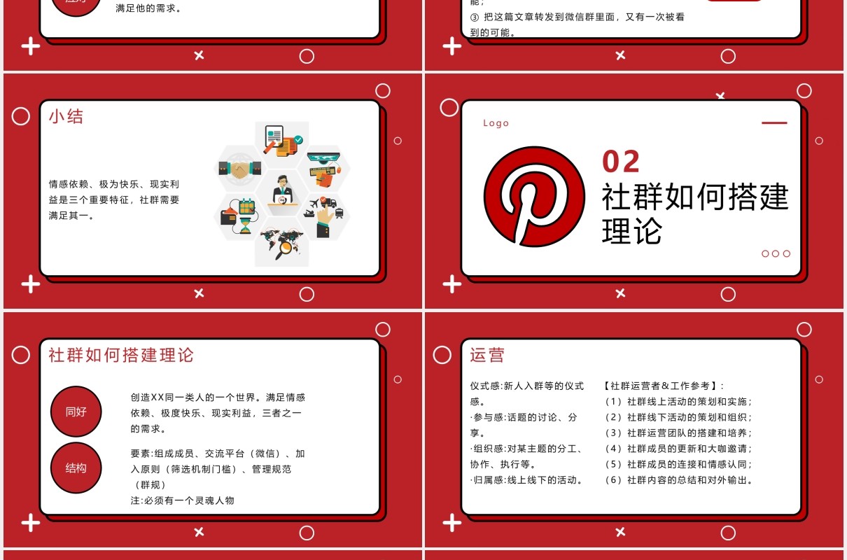 红色简约社群营销实战手册运营PPT模板