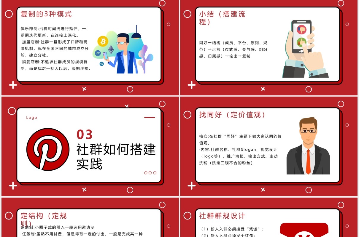 红色简约社群营销实战手册运营PPT模板