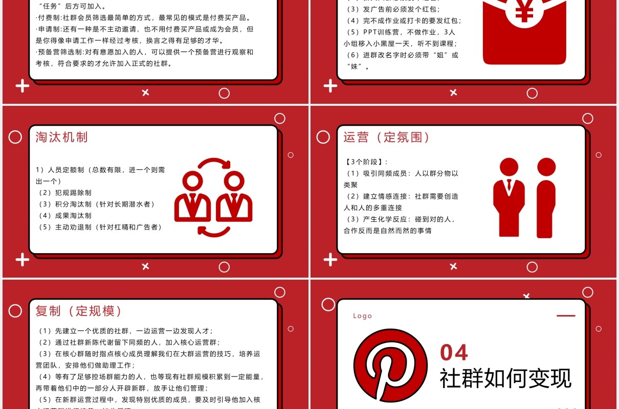 红色简约社群营销实战手册运营PPT模板