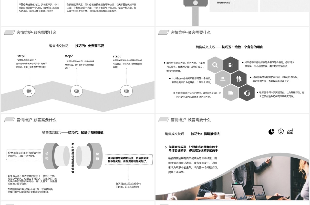 灰色简约企业销售技巧培训课件PPT模板